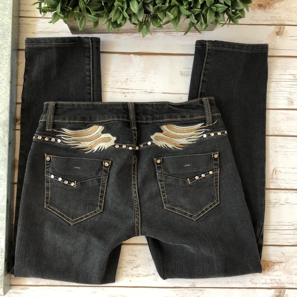 LIUCES jeans dark denim wings Girls Junior Sz 7